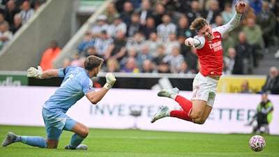 Arsenal striker Viktor Gyokeres seems to have been fouled by Newcastle United's Nick Pope, but VAR overturned the decision. Replaying controversial incidents in slow motion creates a bias towards penalising infringements whenever physical contact occurs. AFP
