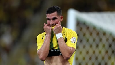 Houssem Aouar after Al Ittihad's final day win over Damac. Getty Images