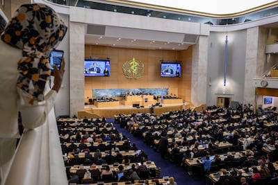 Delegates at the opening of the 79th World Health Assembly in Geneva. AFP