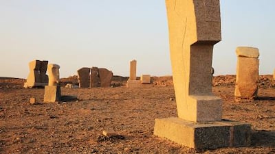 Stone sculptures catch the light in Aswan's Sculpture Park.