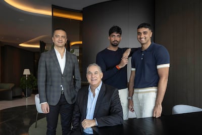 From left, investor Hani Weiss, founding chairman Sameer Al Ansari, and the cofounding brothers Omair and Hasan Sarwar, who is also chief executive. Antonie Robertson / The National