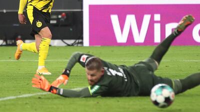 Dortmund's Thorgan Hazard pulls a goal back. EPA