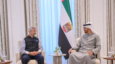 President Sheikh Mohamed meets India's Minister of External Affairs Subrahmanyam Jaishankar in Abu Dhabi. All photos: UAE Presidential Court