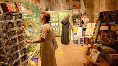 Tourists visit the souvenir shop of the Chora or Kariye Museum. AFP