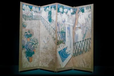 One of the eye-catching works, Screen with Doves by Maurice Denis, on show as part of the Japanese Connections exhibition. Victor Besa/The National