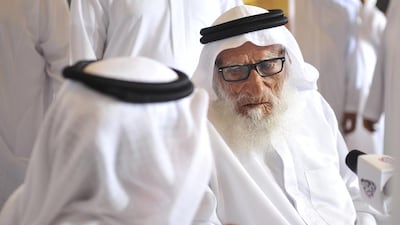 Suhail Al Rashedi, also known as ibn Mayyah, was born in 1900 and was the oldest Emirati voting in the 2015 FNC elections at ADNEC in Abu Dhabi. Delores Johnson / The National