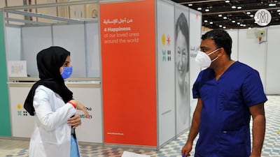A field clinic to serve the UAE's Covid-19 vaccine trial has been set up at Abu Dhabi National Exhibition Centre. Courtesy: Abu Dhabi Government Media Office