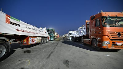 A convoy of aid from the UAE arrived in Gaza on Thursday. Wam