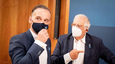 German Foreign Minister Heiko Maas, left, said: 'The situation remains very difficult.' AFP