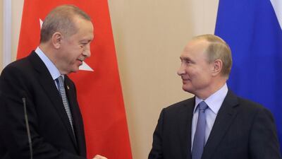 Russian President Vladimir Putin and Turkish President Recep Tayyip Erdogan last held talks in the Black sea resort of Sochi in October last year. Reuters