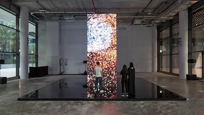 Digital information is represented on four LED panels comprised of three billion pixels. Courtesy ICD Brookfield Place