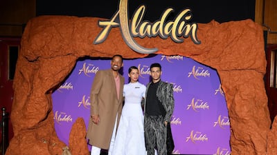 Will Smith, Naomi Scott and Mena Massoud at the screening. Getty Images