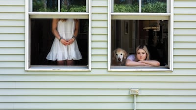 'Sydney, Nathalie and Sunny the Dog' taken in Weston, Massachusetts, by Rania Matar. Rania Matar