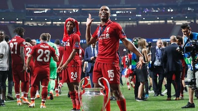 Daniel Sturridge celebrates after winning the Champions League for Liverpool against Tottenham. Reuters