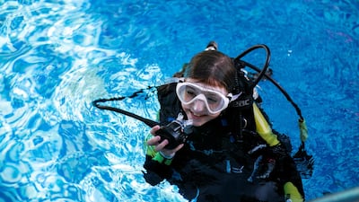 Ellie is certified to go as deep as 12m but could only do 10m on December 31 because of the cold.