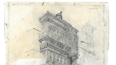 In places, Porter's exhibition lays bare the artistic process, as in this drawing by Safeya Binzagr that is accompanied by the etching that preceded it. Photo: Darat Safeya Binzagr