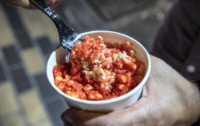 Noodles with Cheetos at Tea Talk Cafteria. Victor Besa / The National