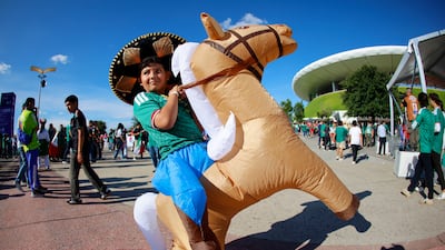 A Mexico supporter gets ready to watch his team gallop into the knockout stage with a win over South Korea. EPA