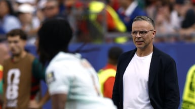 Morocco's head coach Mohamed Ouahbi during the World Cup quarter-final against France in Boston. EPA