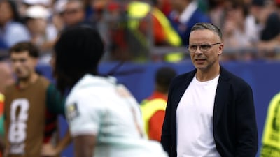 Morocco's head coach Mohamed Ouahbi during the World Cup quarter-final against France in Boston. EPA