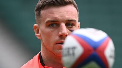 England's George Ford takes part in a training session of the England's rugby team, at Twickenham Stadium, in London, on March 11, 2022 on the eve of the Six Nations international rugby union match between England and Ireland. (Photo by Glyn KIRK / AFP)