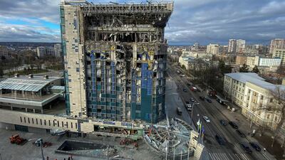 The Kharkiv Palace Hotel after a Russian missile strike. Reuters