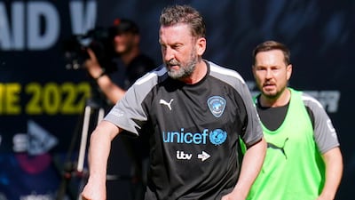 Lee Mack during a training session ahead of Soccer Aid. PA