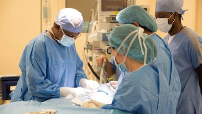 Pediatric Surgeon Dr Raja performs surgery on baby Alanoud. Courtesy Danat Al Emarat Hospital