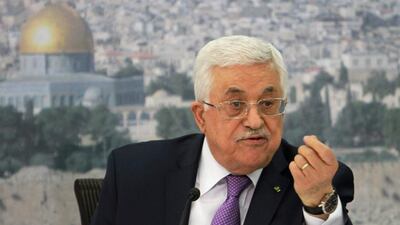 Palestinian president Mahmoud Abbas on April 29. Nasser Shiyoukhi / AP