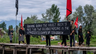 Muslims in Kashmir protest against Quran burning. AP