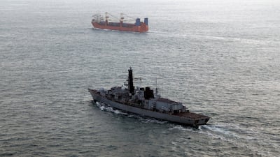 HMS Somerset following Russian corvette Boikiy during a three-day operation monitoring the progress of a Russian task group. Royal Navy / PA