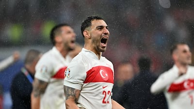 Kaan Ayhan of Turkey celebrates after the final whistle. Getty Images