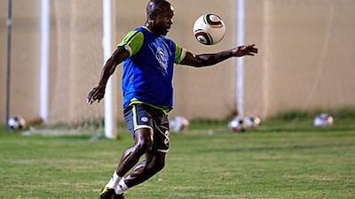 Abass Lawal, the Al Dhafra forward, training in Dubai this week.