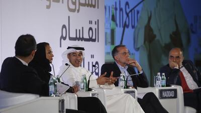 A panel discussion on the Arab Youth Survey at Ritz Carlton hotel at DIFC in Dubai. Ravindranath K / The National