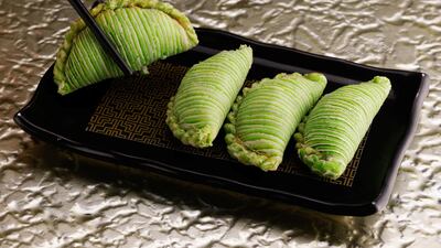 Sweet potato and locally handpicked chestnut mushroom dim sum from Hakkasan restaurant's sustainable menu. Photo: Atlantis The Palm