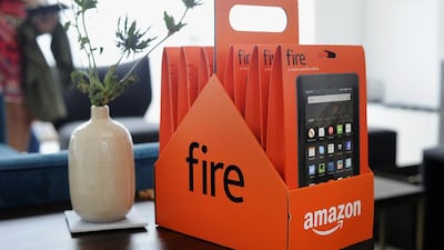 The Amazon Fire 7" tablet computer six-pack, in which you pay for five tablets and the sixth is free, is displayed for a photograph in San Francisco, California, U.S., on Wednesday, Sept. 16, 2015. Amazon.com Inc. is narrowing its hardware ambitions to low-cost gadgets such as tablet computers and smart TV plug-ins, one year after its Fire smartphone flopped and sent the company’s stock tumbling. Photographer: Michael Short/Bloomberg