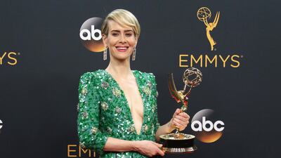 Sarah Paulson wears Prada to the 2016 Primetime Emmy Awards. EPA
