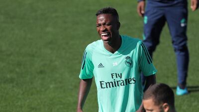 Vinicius Junior takes part in a training session. Reuters