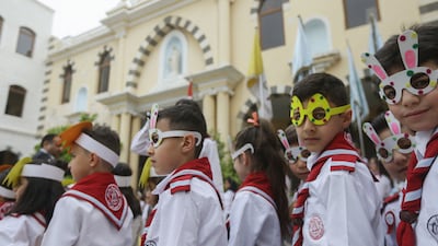 Syrian Christian Scouts march along the alleys of Old Damascus. AFP