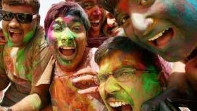 Holi festival revellers at Dubai Creek yesterday