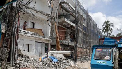 A view of a building under renovation.