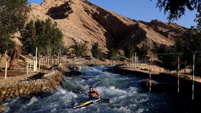 Action from the Wadi Adventure International canoe slalom winter training Camp at Wadi Adventure in Al Ain, on Wednesday, January 22. Getty