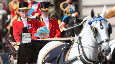 Queen Elizabeth II leaves Buckingham palace during Trooping The Colour on the Mall in London, England. The annual ceremony involving over 1400 guardsmen and cavalry, is believed to have first been performed during the reign of King Charles II. The parade marks the official birthday of the Sovereign, even though the Queen's actual birthday is on April 21st. Photo by Chris Jackson / Getty Images