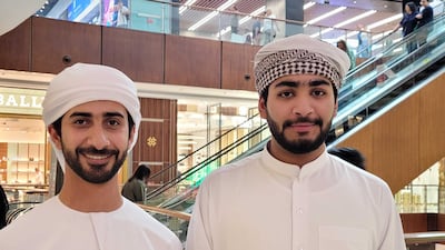 Brothers Saeed, left, and Ahmed Al Marar at Dubai Mall on Thursday. Photo: Patrick Ryan / The National