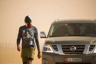 Dr Khaled Al Suwaidi has faced sandstorms and high winds as he runs 1,850km from Abu Dhabi to Makkah. Courtesy Dr Al Suwaidi.