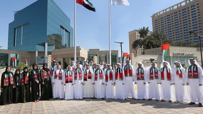 Emirates Center for Strategic Studies and Research in Abu Dhabi celebrates Flag Day.