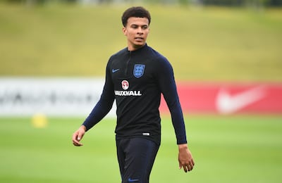 Dele Alli takes part in an England training session at St Georges Park. Nathan Stirk / Getty Images