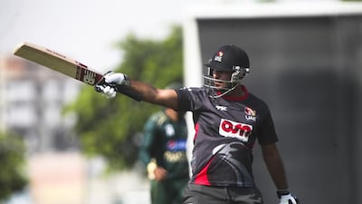 Amjad Ali, the UAE opening batsman, scored his first one-day hundred at the Dubai Sports City on Thursday. Lee Hoagland / The National