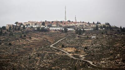 The West Bank Jewish settlement of Psagot near Ramallah. The Israeli prime minister Benjamin Netanyahu is reported to have said he believes all Jewish settlers should have the right to remain in their homes in a future Palestine. Sebastian Scheiner / AP Photo