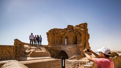 The ruins of Jaabar Citadel on Syria's Lake Assad reservoir in Raqqa province. AFP